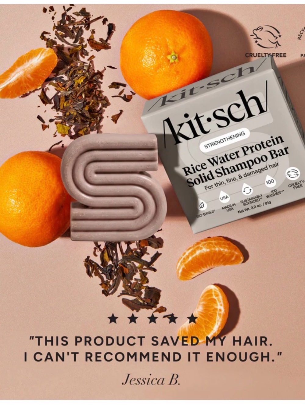 Kitsch Rice Water Protein Solid Shampoo Bar - Gray